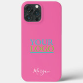 Your Logo/Art/Photo, Name in White Script, Pink Case-Mate iPhoneケース (裏面)