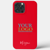 Your Logo/Art/Photo, White Script Name, Red Case-Mate iPhoneケース (裏面)
