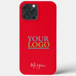 Your Logo/Art/Photo, White Script Name, Red iPhone 13 Pro Maxケース
