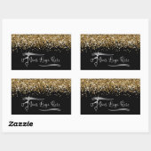 Your Logo Black and Gold Glitter Glam 長方形シール (シート)