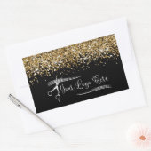 Your Logo Black and Gold Glitter Glam 長方形シール (封筒)