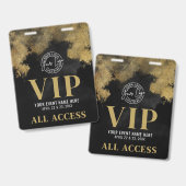 Your Logo Black Gold Event VIP バッジ (正面＆裏面)
