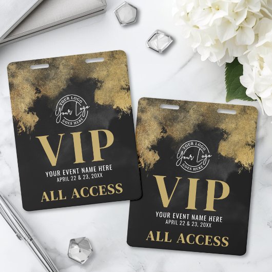 Your Logo Black Gold Event VIP バッジ
