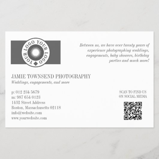 Your Logo Collage Professional Photographer QR チラシ (裏面)