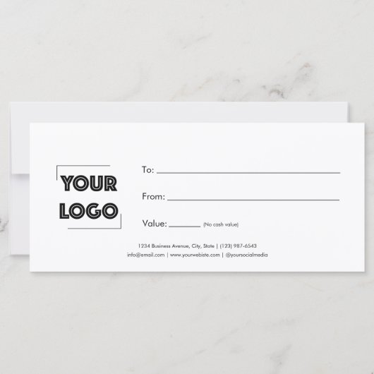 Your Logo Custom Business Gift Certificate (裏面)