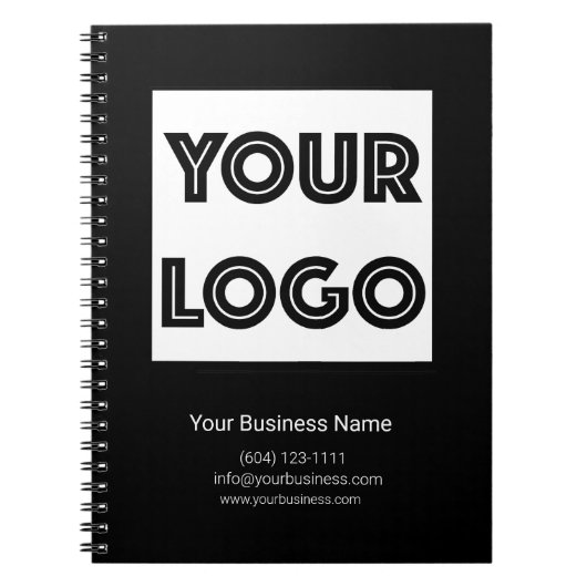  Your Logo Custom Business Marketing Black ノートブック (正面)