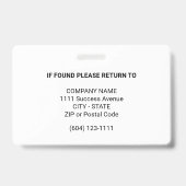 Your Logo Custom Business Marketing Employee バッジ (裏面)