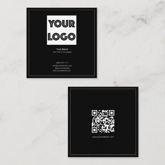 Your Logo Custom QR Code Marketing スクエア名刺 (正面/裏面)