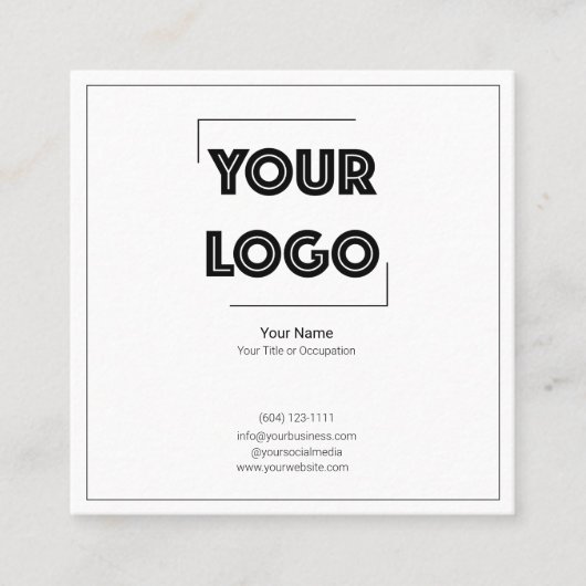 Your Logo Custom QR Code Marketing スクエア名刺 (正面)