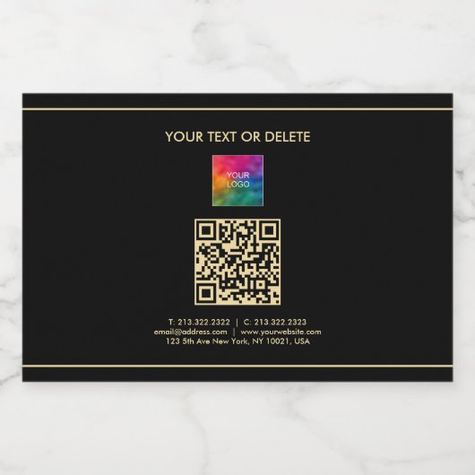 Your Logo Custom Text QR Code Simple Mini リキュールボトルラベル (シングルラベル)