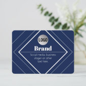 Your Logo & Customizable Modern Design | Navy Blue エンクロージャーカード (スタンド正面)