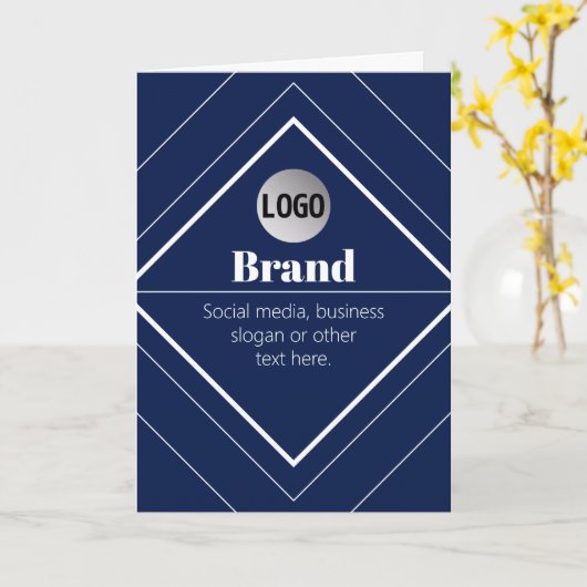 Your Logo & Customizable Modern Design | Navy Blue カード (黄色い花)