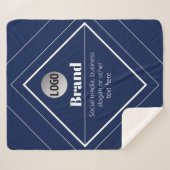 Your Logo & Customizable Modern Design | Navy Blue シェルパブランケット (正面(横))