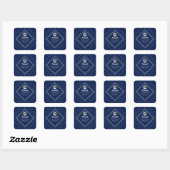 Your Logo & Customizable Modern Design | Navy Blue スクエアシール (シート)
