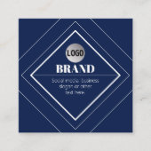 Your Logo & Customizable Modern Design | Navy Blue スクエア名刺 (正面)