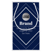 Your Logo & Customizable Modern Design | Navy Blue スモールペーパーバッグ (裏面)