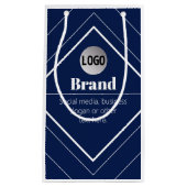 Your Logo & Customizable Modern Design | Navy Blue スモールペーパーバッグ (正面)