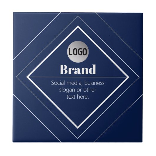 Your Logo & Customizable Modern Design | Navy Blue タイル (正面)
