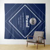 Your Logo & Customizable Modern Design | Navy Blue タペストリー (インサイチュ(横))
