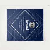 Your Logo & Customizable Modern Design | Navy Blue タペストリー (正面(横))
