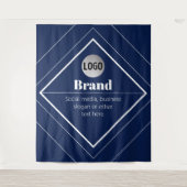 Your Logo & Customizable Modern Design | Navy Blue タペストリー (正面)