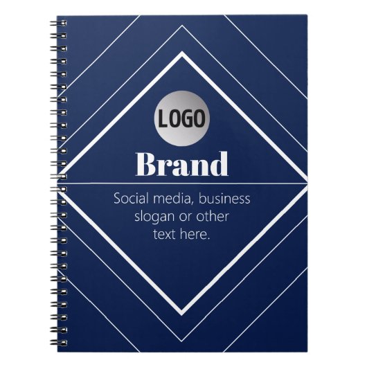 Your Logo & Customizable Modern Design | Navy Blue ノートブック (正面)