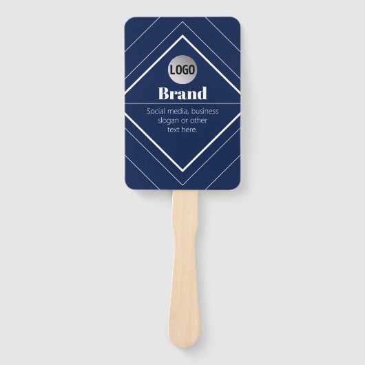 Your Logo & Customizable Modern Design | Navy Blue ハンドファン (正面)