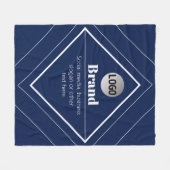 Your Logo & Customizable Modern Design | Navy Blue フリースブランケット (正面(横))