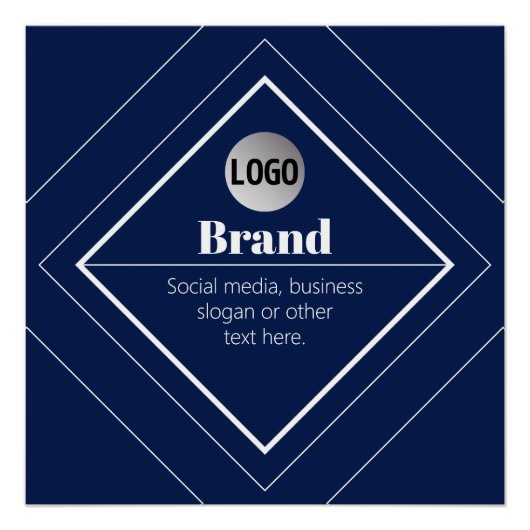 Your Logo & Customizable Modern Design | Navy Blue ポスター (正面)
