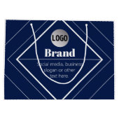 Your Logo & Customizable Modern Design | Navy Blue ラージペーパーバッグ (裏面)