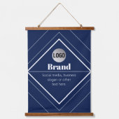 Your Logo & Customizable Modern Design | Navy Blue 吊り下げ型タペストリー (正面)