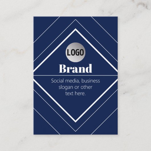Your Logo & Customizable Modern Design | Navy Blue 名刺 (正面)
