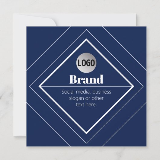 Your Logo & Customizable Modern Design | Navy Blue 招待状 (正面)