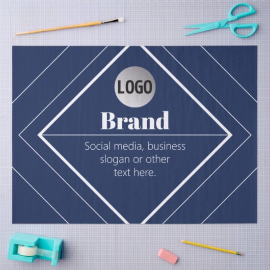 Your Logo & Customizable Modern Design | Navy Blue 薄葉紙 (クラフト)