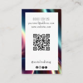 Your Logo Dark Metallic Shine Earring Card QRコード 名刺 (裏面)