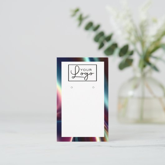 Your Logo Dark Metallic Shine Earring Card QRコード 名刺 (スタンド正面)