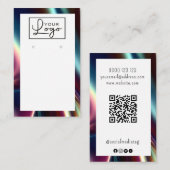 Your Logo Dark Metallic Shine Earring Card QRコード 名刺 (正面/裏面)