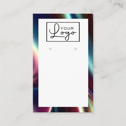 Your Logo Dark Metallic Shine Earring Card QRコード 名刺 (正面)