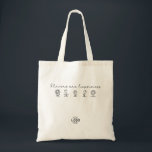 Your Logo Flowers are Happiness Corporate Gifts トートバッグ<br><div class="desc">The perfect optimistic positive corporate gift for your employees, business partners or customers who loves flowers and happiness especially if your business is about flowers. This modern design features an original minimalist image of five lovely cute smiling flowers with the text "Flowers are happiness" in a simple line art style...</div>