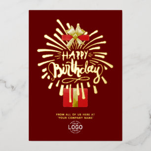 Your Logo Gift Fireworks Burgundy Group誕生日 箔招待状