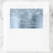 Your Logo Glittery Light Blue Glam 長方形シール (バッグ)