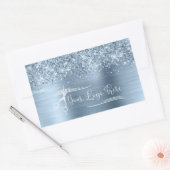 Your Logo Glittery Light Blue Glam 長方形シール (封筒)