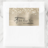 Your Logo Glittery Pale Gold Glam 長方形シール (バッグ)