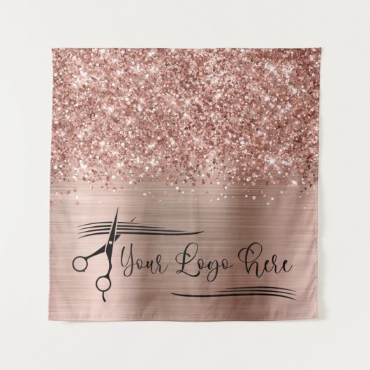 Your Logo Glittery Rose Gold Glam タペストリー (正面)