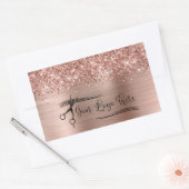 Your Logo Glittery Rose Gold Glam 長方形シール (封筒)