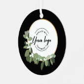 Your logo goes here Holiday Modern Wreath Business メタルオーナメント (正面左)