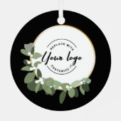 Your logo goes here Holiday Modern Wreath Business メタルオーナメント (裏面)