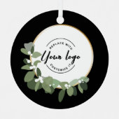 Your logo goes here Holiday Modern Wreath Business メタルオーナメント (正面)