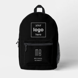 Your Logo Here コーポレート ブラック プリントバックパック