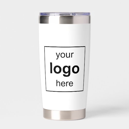 Your Logo Here 黒と白のビジネス 保温保冷タンブラー (正面)